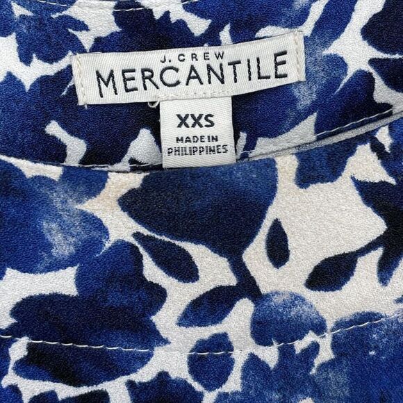 J CREW Womens Blue Floral Print Long Sleeve Shift Dress NEW Viscose XXS 2XS - Picture 6 of 8